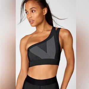 Fabletics black/white one shoulder sports bra-size small, no tag